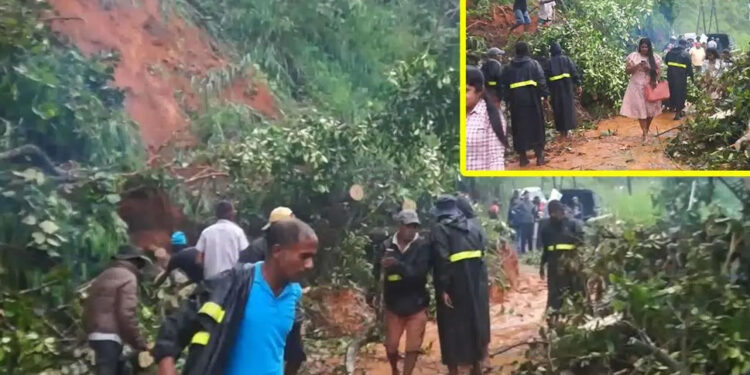 නාවලපිටිය දොළොස්බාගේ මාර්ගයට පස් කන්දක් කඩාවැටේ