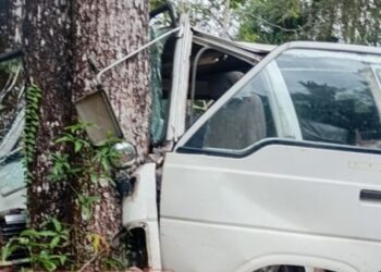 ළමුන් රැගත් පාසල් වෑන් රථයක් බිහිසුණු අනතුරක