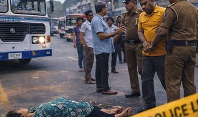 පිටකොටුවදී බසයක ගැටී කාන්තාව මරුට