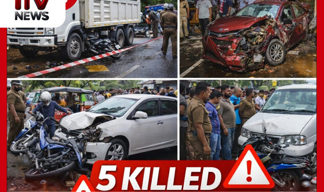 පැය 24ක් තුළ මාරක රිය අනතුරු පහක් : කාන්තාවක් සහ තරුණයින් තිදෙනෙකු ඇතුළු 05 දෙනෙකු ජීවිතක්ෂයට