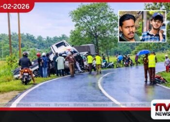 යතුරුපැදියක් සහ ලොරි රථයක් ගැටී තරුණයින් දෙදෙනෙකු ජීවිතක්ෂයට