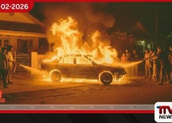 කන්තලේ නිවසක තිබූ  මෝටර් රථයක්  හදිසියේ ගිනි ගනී