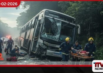 මහා මාර්ගයක බස් රථයක් පෙරළී 6ක් මරුට 45කට තුවාල