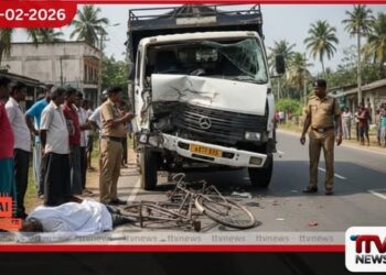 එරාවූර්හිදී පාපැදිය තල්ලු කරමින්  පාර මාරු වූ වයෝවෘද්ධ පුද්ගලයෙකු  ලොරි රථයක ගැටී මරුට