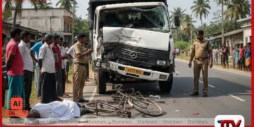 එරාවූර්හිදී පාපැදිය තල්ලු කරමින්  පාර මාරු වූ වයෝවෘද්ධ පුද්ගලයෙකු  ලොරි රථයක ගැටී මරුට