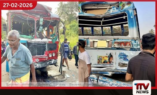 පුවක්පිටිය තුම්මෝදරදී ලංගම බස් රථයක් සහ පෞද්ගලික බස් රථයක් ගැටෙයි