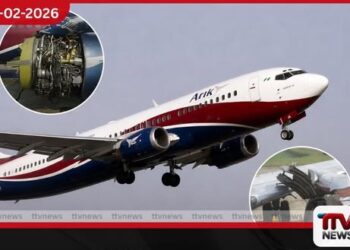 බෝයිං යානයක එන්ජිමක්  ගුවනේදී ගැලවී යයි