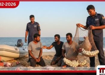 කැස්බෑ මස් සහ බිත්තර සමඟ තිදෙනෙකු නාවික හමුදා දැලට