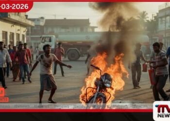 යාපනයේ පිරවුම්හලකදී  ඉන්ධන පුරවාගත් සැණින් යතුරුපැදියක් ගිනි ගනී