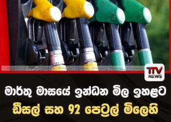 මාර්තු මාසයේ ඉන්ධන මිල ඉහළට ඩීසල් සහ 92 පෙට්‍රල් මිලෙහි වෙනසක්