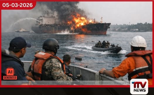 කුවේට් මුහුදු තීරයට ඔබ්බෙන් තෙල් ප්රවාහන නෞකාවක පිපිරීමක්