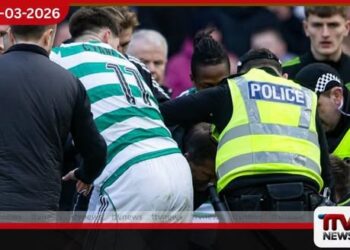 ස්කොට්ලන්ත පාපන්දු තරගයකින්  පසු ප්‍රේක්ෂකයන් පිටියට කඩා වැදී ගැටුමක්