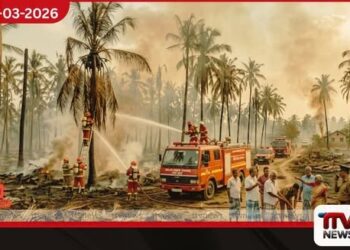 මාදම්පේ සෙම්බුකට්ටිය  ප්‍රදේශයේ පොල් ඉඩමක  හදිසි ගින්නක්