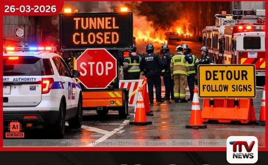 වාහනයක් ගිනිගැනීම නිසා ලින්කන් උමගෙහි උතුරු නාලිකාව තාවකාලිකව වසා දමයි