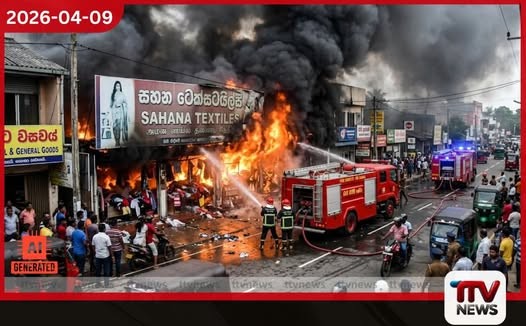 වැල්ලම්පිටිය නගරයේ වෙළඳසැලක හදිසි ගින්නක්