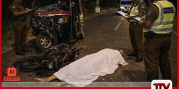 මොරවැවදී යතුරුපැදියක් ත්‍රීරෝද රථයක ගැටී පුද්ගලයෙකු මියයයි