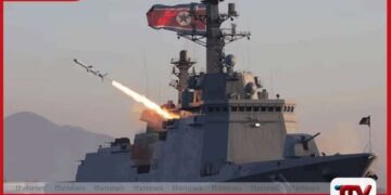 උතුරු කොරියාව නාවික විනාශක  නෞකාවක සිට කෲස් සහ නෞකා නාශක  මිසයිල පරීක්ෂා කරයි