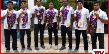 ආසියානු වෙරළ ක්‍රීඩා තරගාවලියේදී  ලක් දරුවන් දස්කම් දක්වයි පදක්කම් දිනූ වෙරළ කබඩි කණ්ඩායම  දිවයිනට