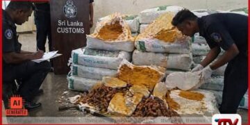 ජිප්සම් ප්ලාස්ටර් අස්සේ හැංගූ  රුපියල් කෝටි ගණනක කහ තොගයක් රේගු දැලේ