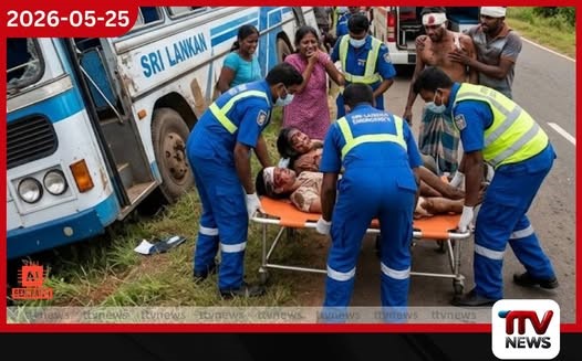වන්දනා නඩයක් ගමන් ගත් බස් රථයක් පෙරළී 8 දෙනෙකු රෝහලේ!