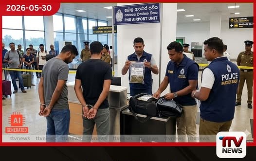 කුෂ් මත්ද්රව්ය සමඟ පුද්ගලයින් දෙදෙනෙකු ගුවන් තොටුපළේදී අත්අඩංගුවට