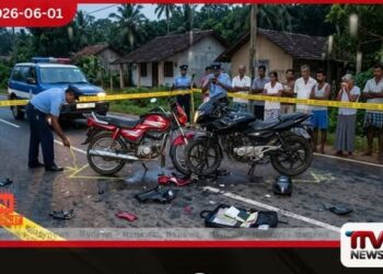 යතුරුපැදි දෙකක්  මුහුණට මුහුණ ගැටීමෙන්  පොලිස් සැරයන්වරයෙකු  ජීවිතක්ෂයට