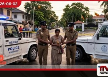 කථානායක නිල නිවස අසලදී කාන්තාවක් පොලිස් භාරයට