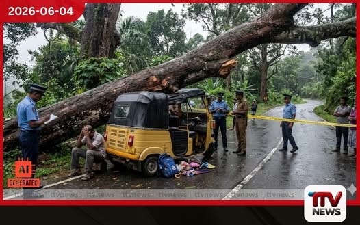 නාවලපිටියේදී ත්රීරෝද රථයක් මතට ගසක් කඩා වැටීමෙන් පාසල් සිසුවෙකු ඇතුළු තිදෙනෙකු මරුට