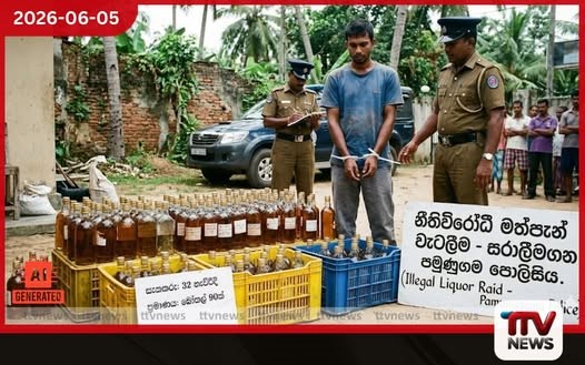 නීතිවිරෝධී මත්පැන් ලීටර් 67.5ක් සමඟ සැකකරුවෙකු පමුණුගමදී අත්අඩංගුවට