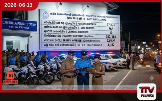 රට පුරා ක්රියාත්මක පොලිස් විශේෂ මෙහෙයුම් ජූනි 12 දින වාර්තාව