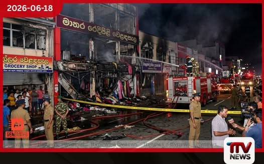 මහ රෑ මාතර අළු වෙයි ප්රසිද්ධ රෙදි වෙළෙඳසැලක් හා යාබද කඩ පෙළම විනාශ වෙයි