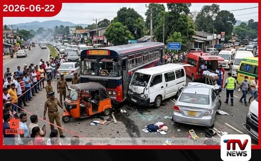 කොළඹ – මහනුවර පාරේ කෑගල්ලේදී වාහන 6ක් ගැටී දරුණු රිය අනතුරක්