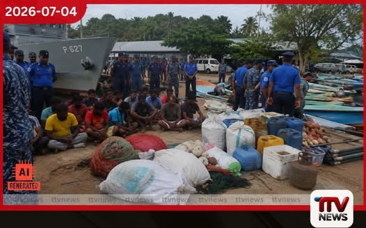 පුපුරණ ද්රව්ය සහ තහනම් දැල් රැගෙන මුහුදු ගිය පුද්ගලයින් පිරිසක් නාවික හමුදා භාරයට!