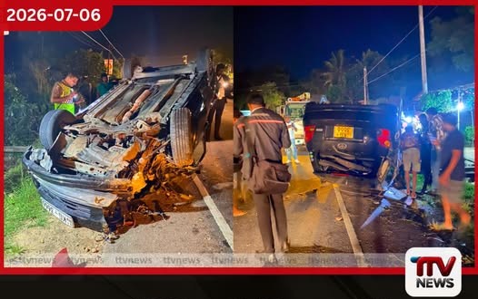 නාරම්මල මැටියගනේදී රියදුරුට නින්ද ගොස් අධික වේගයෙන් ආ වාහනයක් වැටක වැදී පෙරළෙයි!