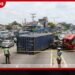 රියදුරන්ට දැනුම්දීමක්… ඔරුගොඩවත්තේ කන්ටේනර් රථයක් පෙරළෙයි…