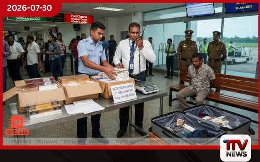 රුපියල් ලක්ෂ 46කට අධික විදේශීය දුම්වැටි තොගයක් සමඟ ව්යාපාරිකයෙක් කටුනායක ගුවන්තොටුපොළේදී අත්අඩංගුවට