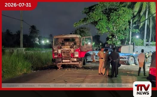 යතුරුපැදිකරුවන් දෙදෙනක් මරණයට පත් වූ අනතුරෙන් පසු කන්ටේනරයට ගිනි තැබූ තිදෙනෙක් අත්අඩංගුවට