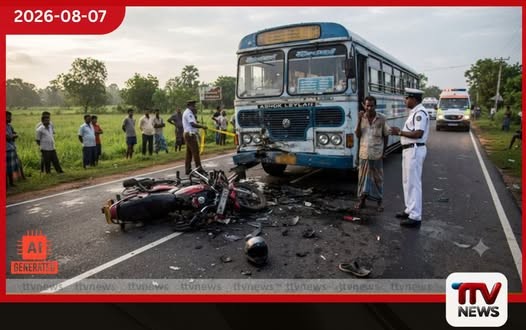 යතුරුපැදියක් සහ බස් රථයක් ගැටී බැංකු කළමනාකරු මරුට
