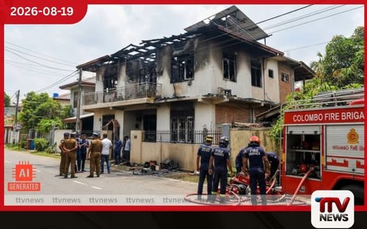 මෙට්ටය මත තිබූ ලැප්ටොප් එකේ විදුලි කාන්දුව නිසා කැලණියේ නිවසක් ගිනි ගනී…