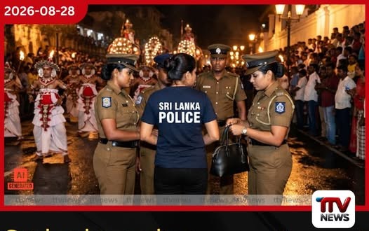 Sri lanka police ලෙස නම සඳහන් ඇඳුමකින් සැරසි, පෙරහැර බලන්න ආපු තරුණියක් මහනුවරදී අත්අඩංගුවට