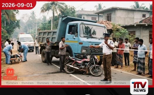 කොබෙයිගනේදී ටිපර් රථයක යතුරුපැදියක් ගැටී 18 හැවිරිදි යතුරුපැදිකරු මරුට!