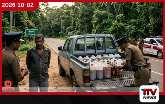 අක්මීමණ හියාරේදී මත්පැන් ලීටර් 75ක් සමඟ 49 හැවිරිදි සැකකරුවෙකු අත්අඩංගුවට
