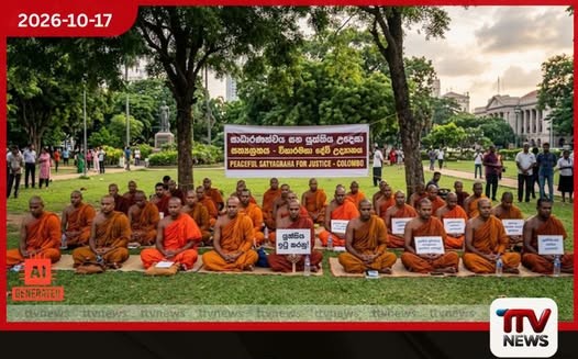 ඥානසාර හිමි නිදහස් කරන ලෙස ඉල්ලා භික්ෂූන් වහන්සේලා විහාරමහා දේවි උද්යානයේ සත්යග්රහයක
