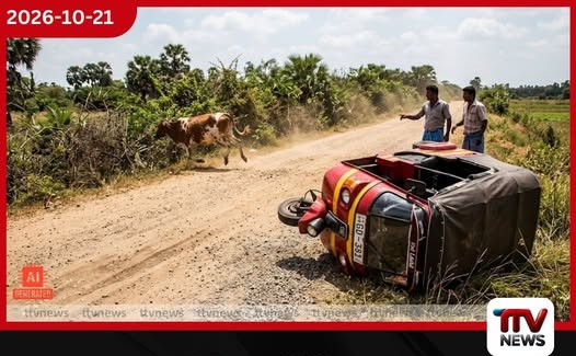 කිලිනොච්චියේදී හරකෙක් ත්රීරෝද රථයට පැන පෙරළී 68 හැවරිදි කාන්තාවට ජීවිතය අහිමි කරයි!